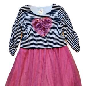 Jenna and Jessie Striped Dress || Child Med EUC